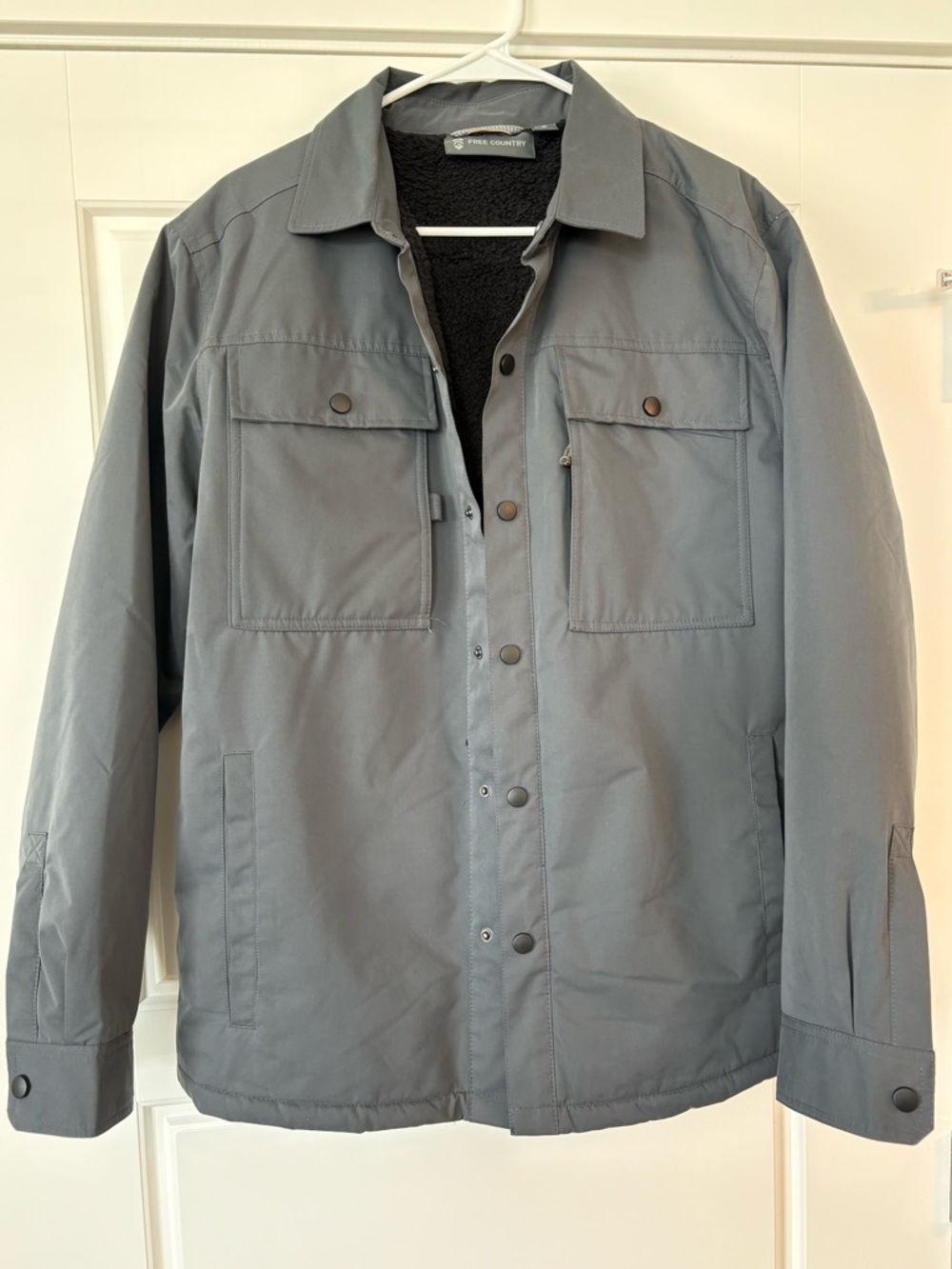 Free Country Men's Gray Lightweight Shirt Jacket with Fleece Lining